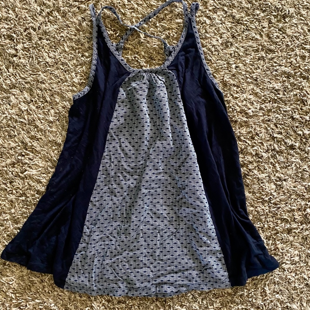 Cabi Cross Back Tank Top Navy Blue